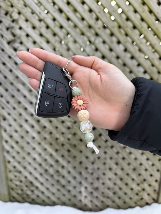 Floral Beaded Keychain