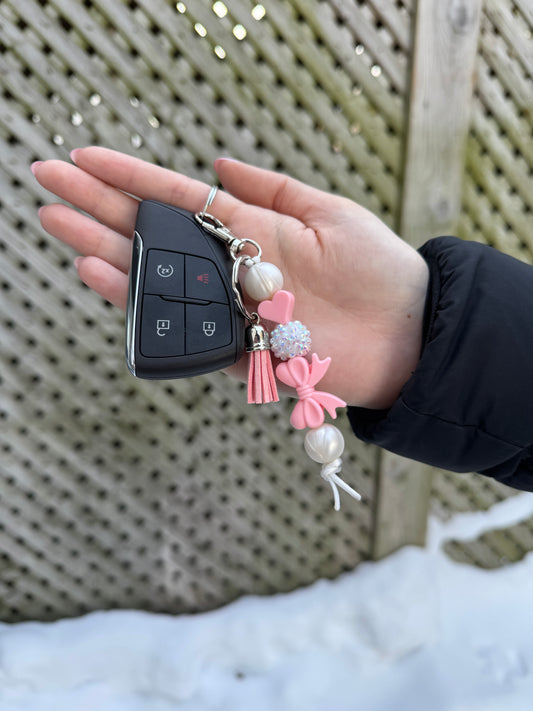 Soft Pink Bow Keychain