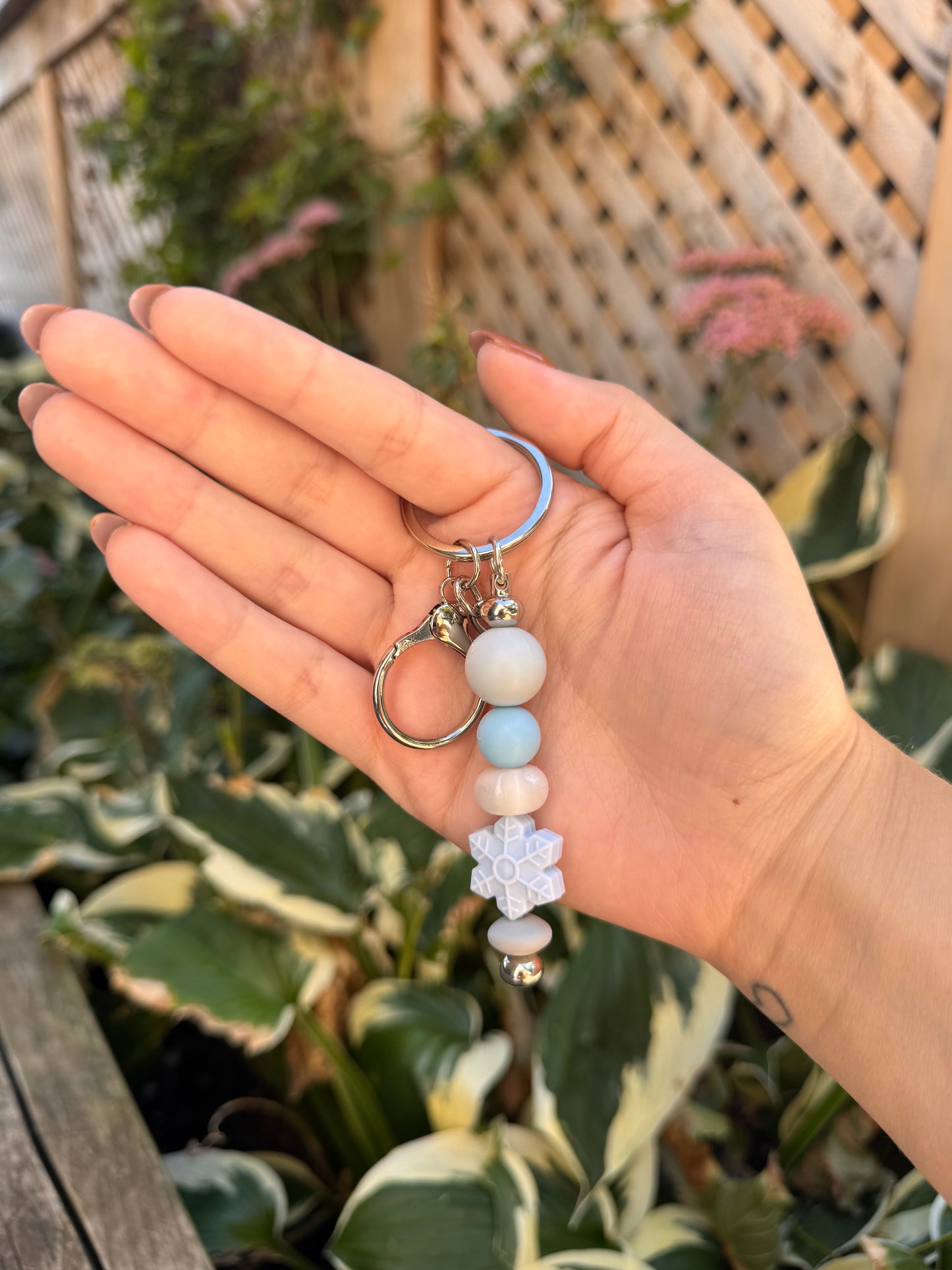 Frosted Snowflake Keychain