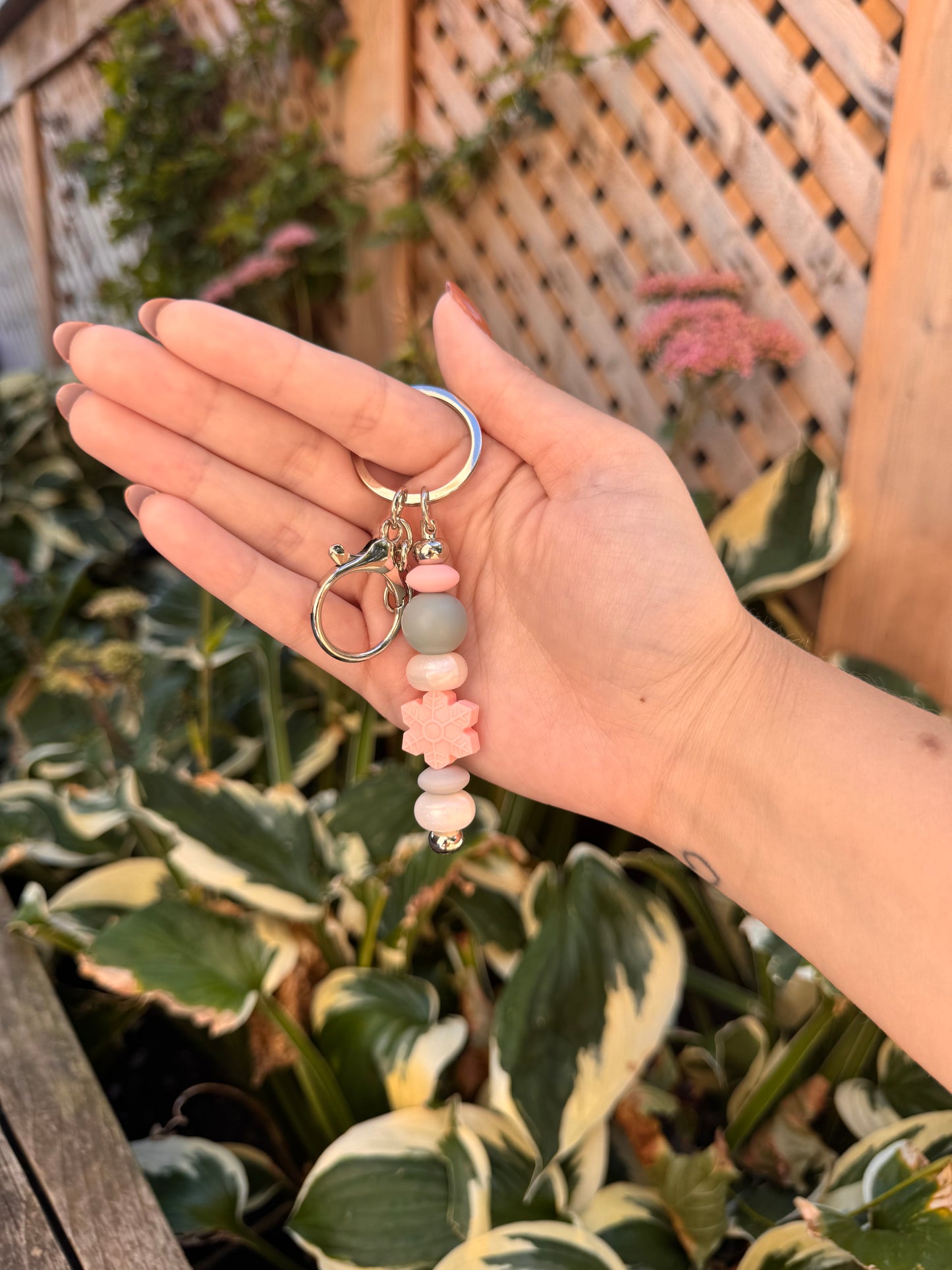 Blush Snowflake Keychain