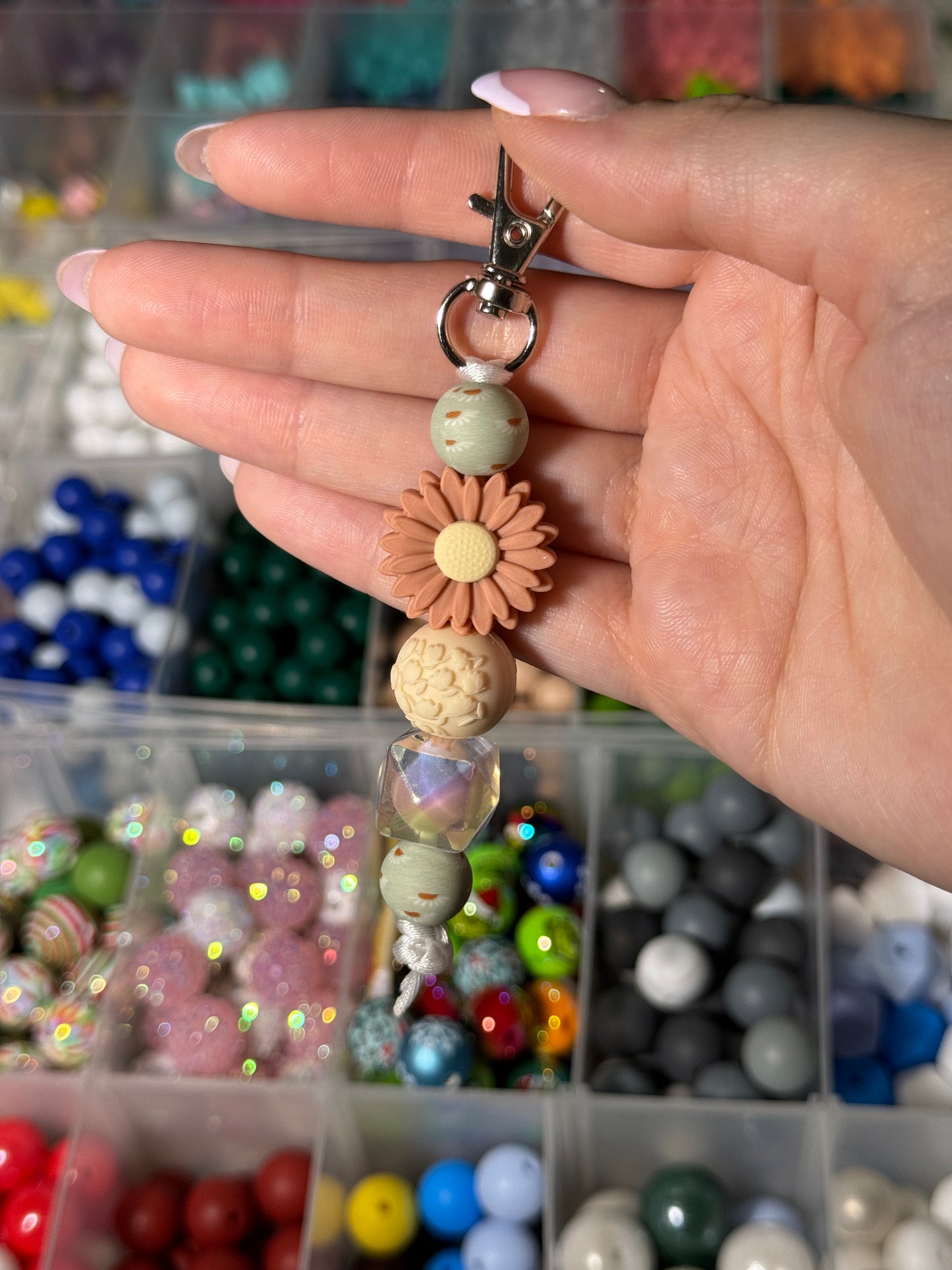 Floral Beaded Keychain