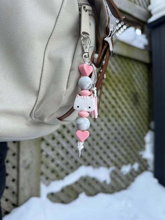 White Cat Keychain