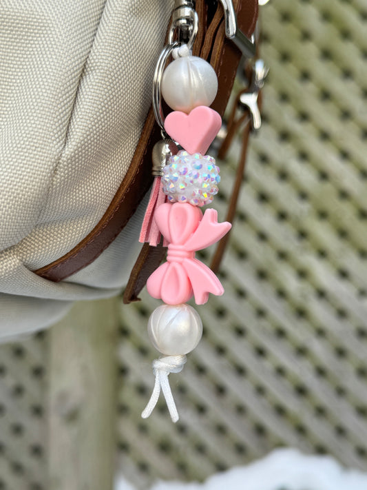 Soft Pink Bow Keychain
