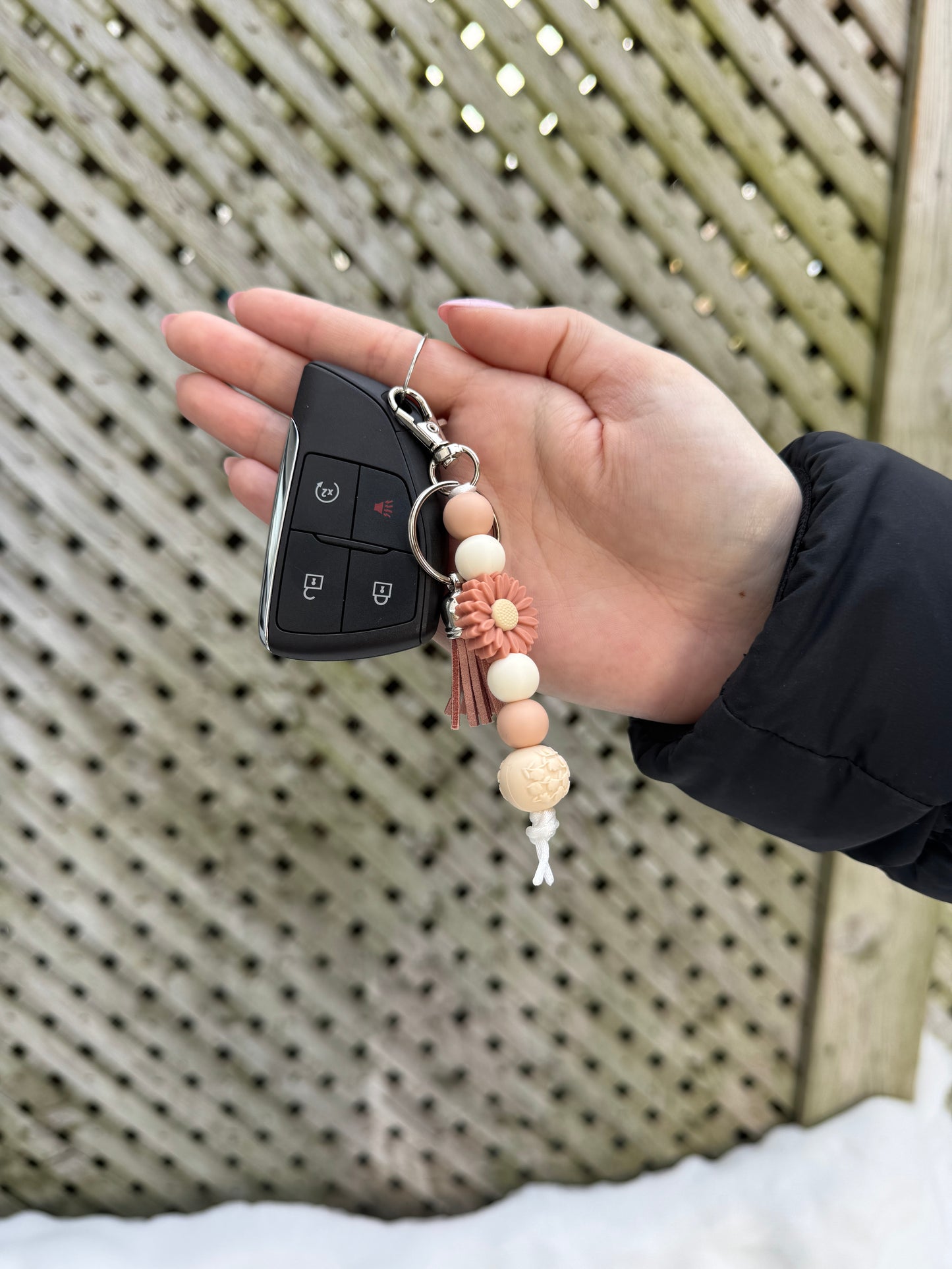 Blush Daisy Keychain