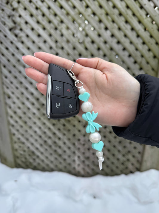 Aqua and Pearl Keychain