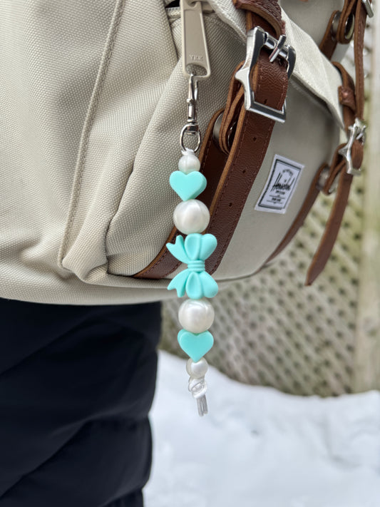 Aqua and Pearl Keychain