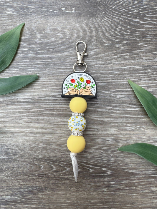 Book Lover Floral Keychain