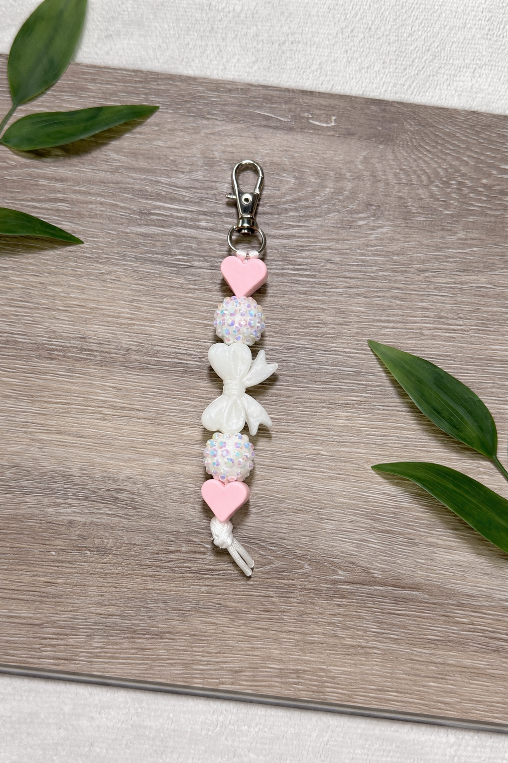 White Bow Keychain