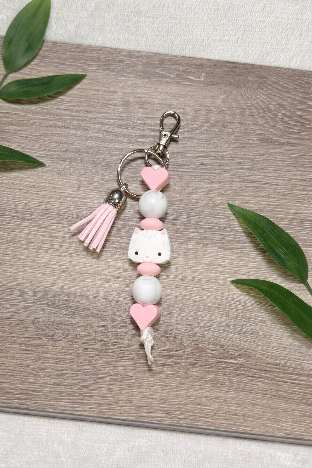 White Cat Keychain