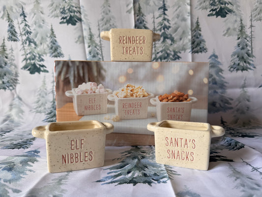 Set of 3 Ceramic Christmas Snack Bowls