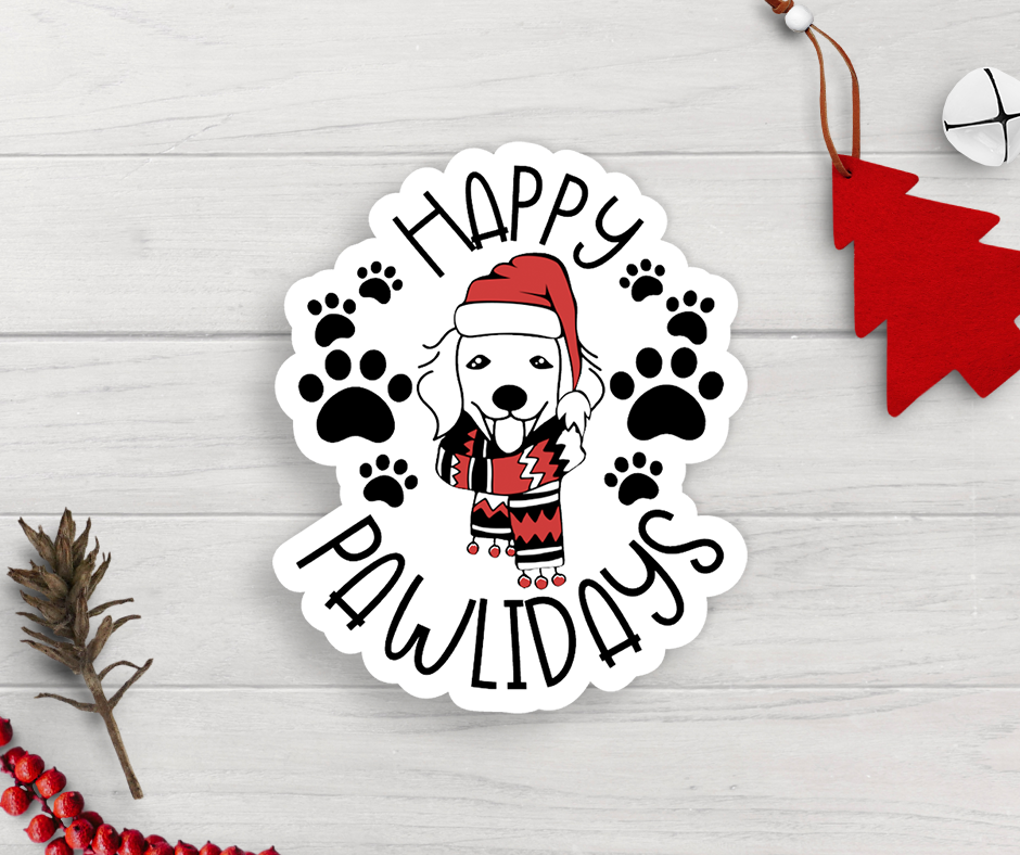 Happy Pawlidays Vinyl Sticker
